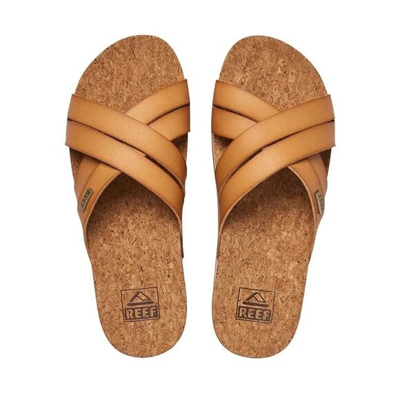 Reef Women's Brown Kaia Cross Cushion Bloom Hi Flip Flop Sandals Size 8 - Picture 1 of 5